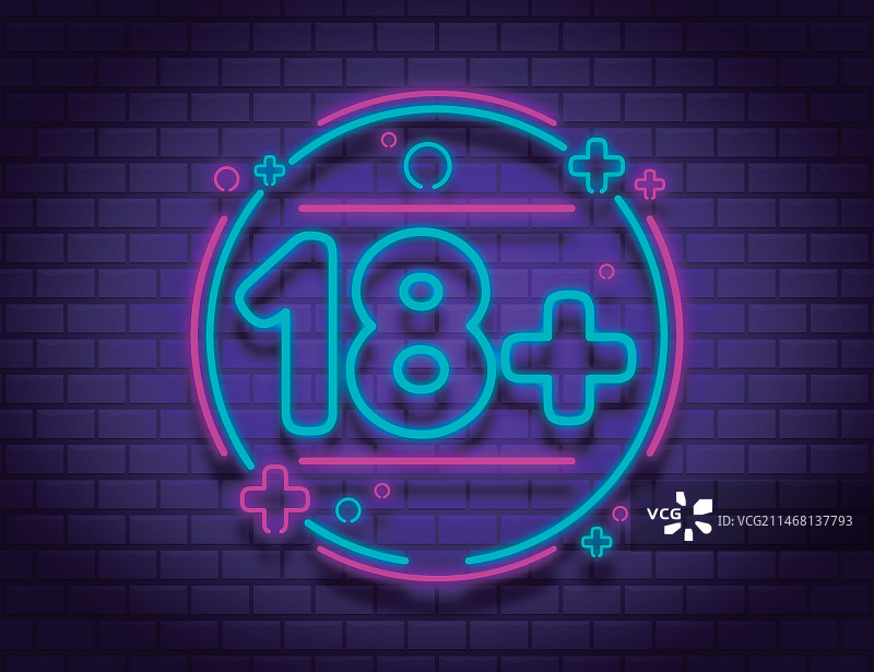 霓虹风格的18号数字图片素材
