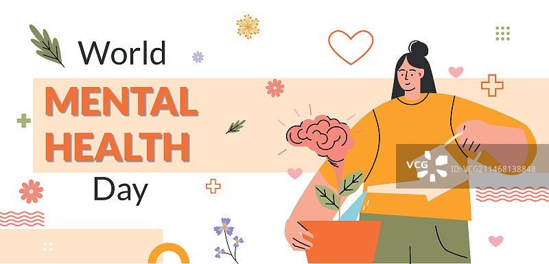 扁平风格心理健康模板图片素材