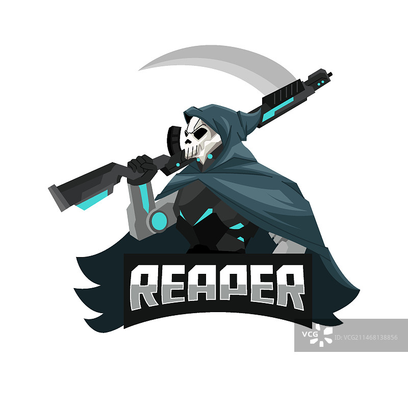 未来主义收割者与镰刀标志图片素材