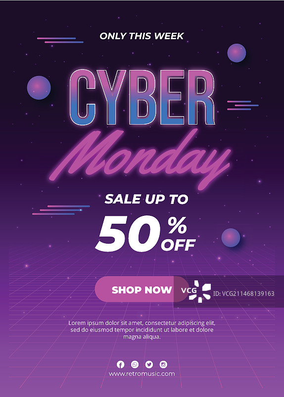 扁平风格网络星期一宣传单模板图片素材