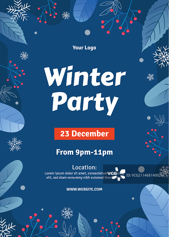 渐变冬季派对模板图片素材