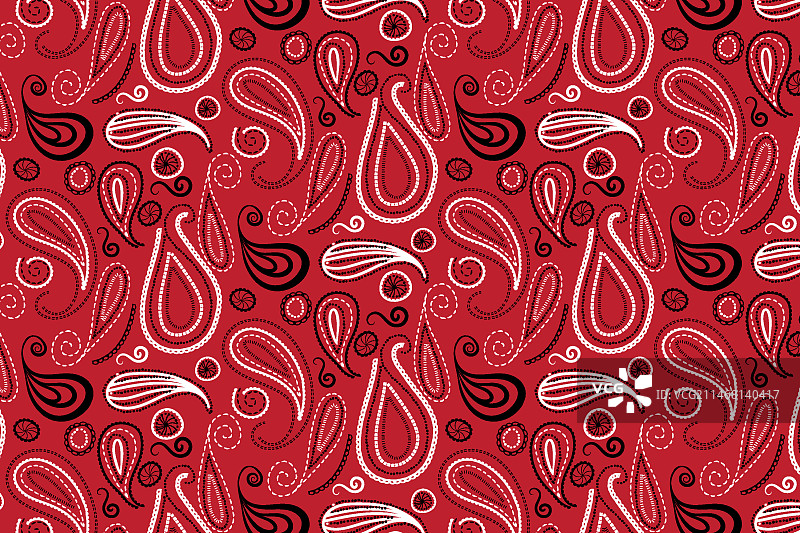红色佩斯利花纹抽象水滴图案图片素材