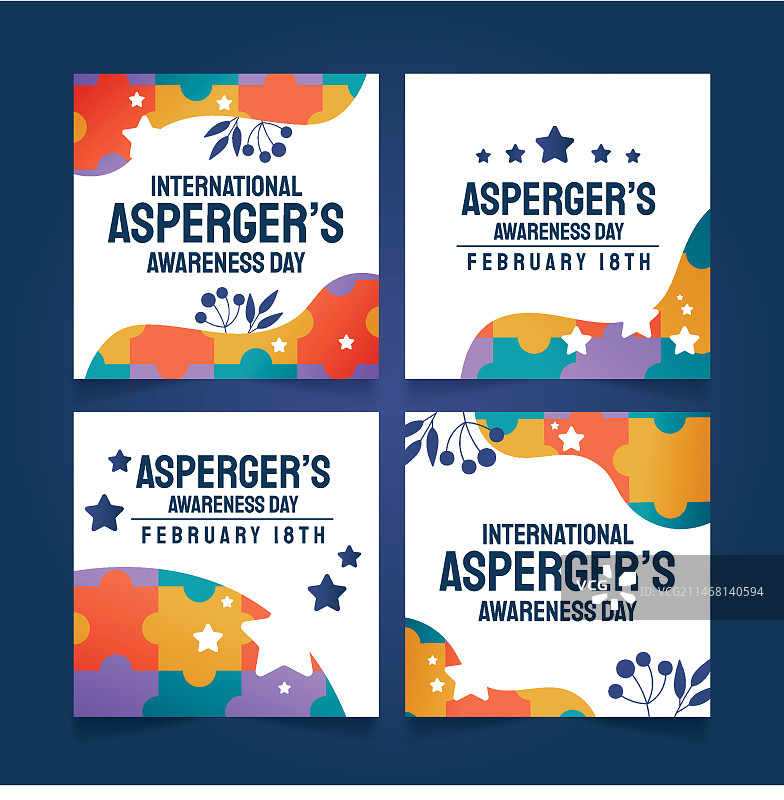 国际阿斯伯格日Instagram渐变风格帖子图片素材