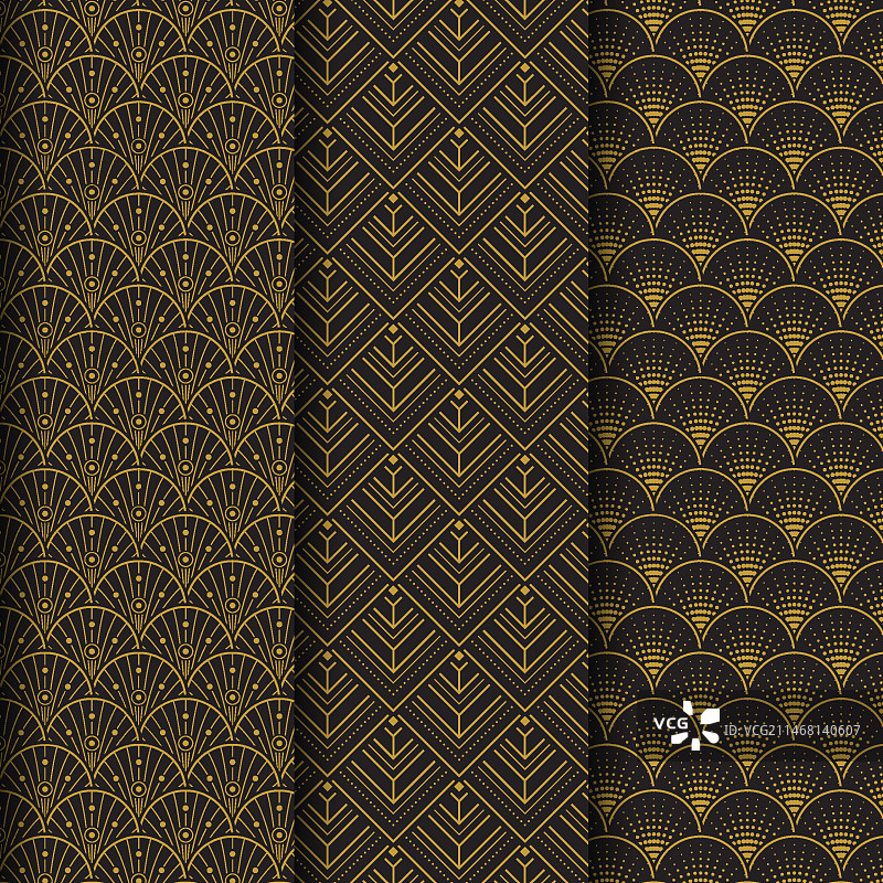 装饰艺术风格的无缝图案合集图片素材