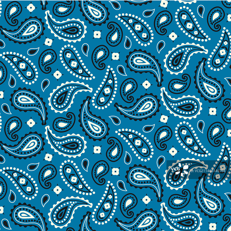 美丽的深蓝色佩斯利花纹无缝图案图片素材