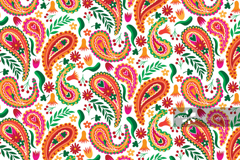 美丽的佩斯利传统无缝图案的棕色调图片素材