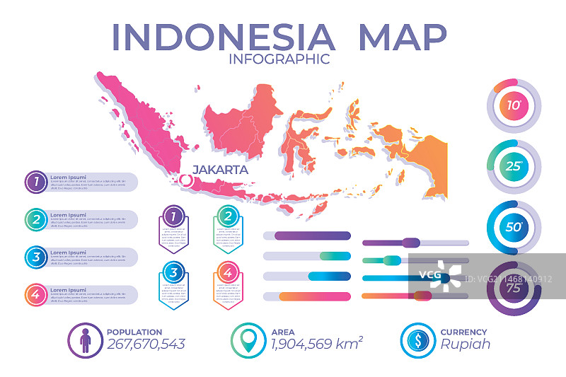 印度尼西亚渐变信息地图图片素材