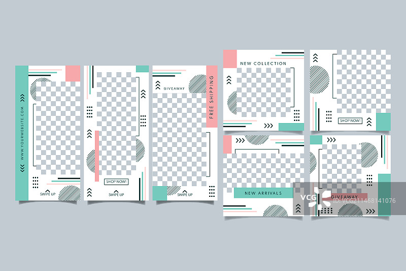 社交媒体帖子和故事集图片素材