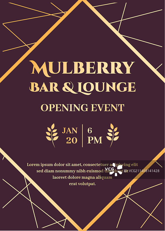金色酒吧和休息室海报模板图片素材