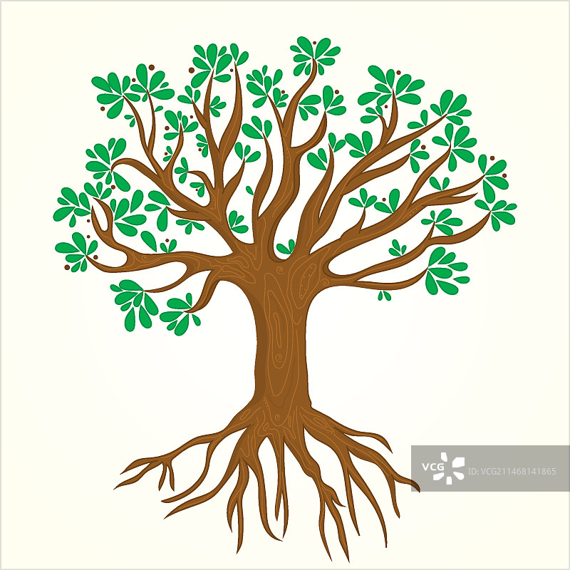 手绘树木生命插画图片素材