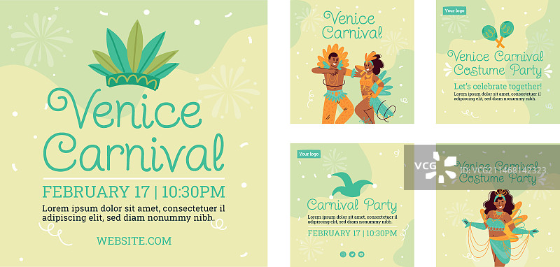 手绘嘉年华Instagram帖子合集图片素材