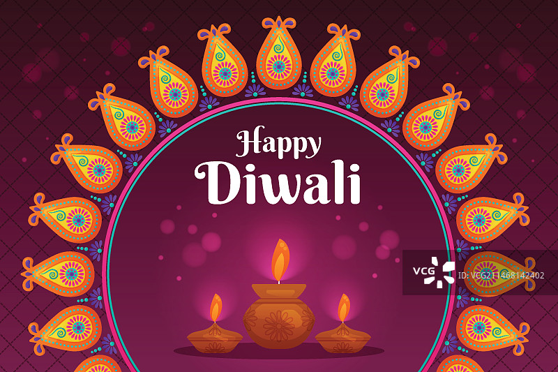 扁平风格排灯节概念设计图片素材