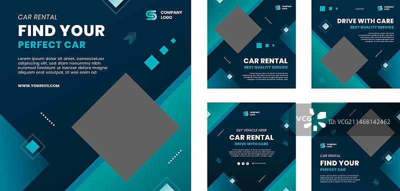 渐变汽车租赁Instagram帖子合集图片素材