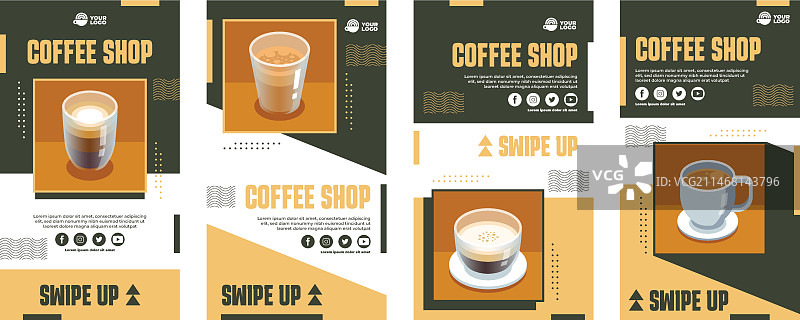 扁平风格简约咖啡店Instagram快拍图片素材