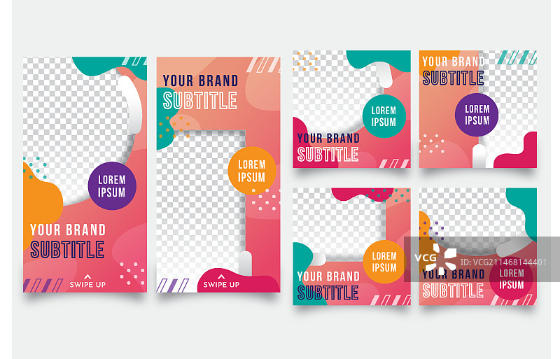 社交媒体上的一组抽象帖子和故事图片素材