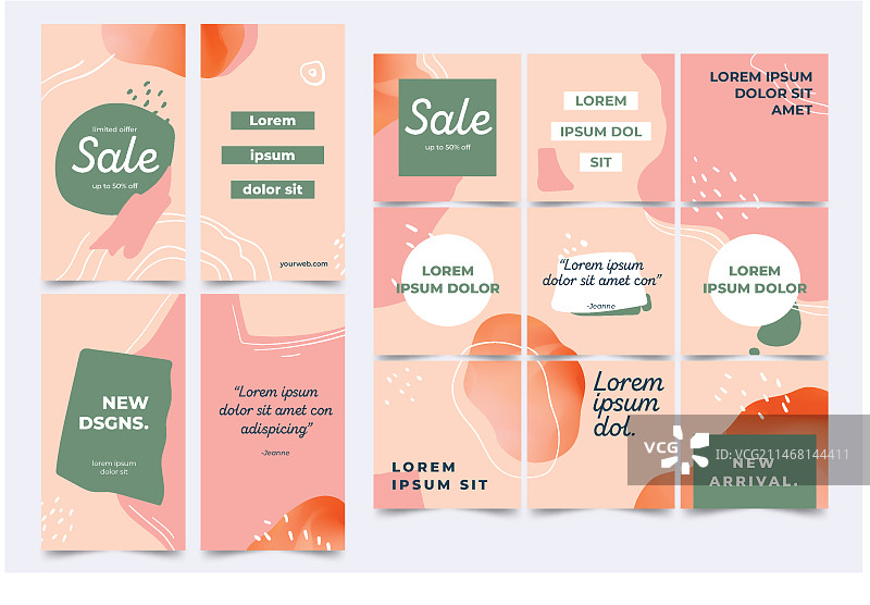 抽象社交媒体帖子和故事合集图片素材