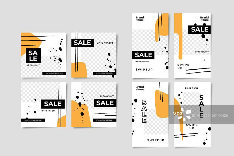 社交媒体抽象帖子与快拍合集图片素材