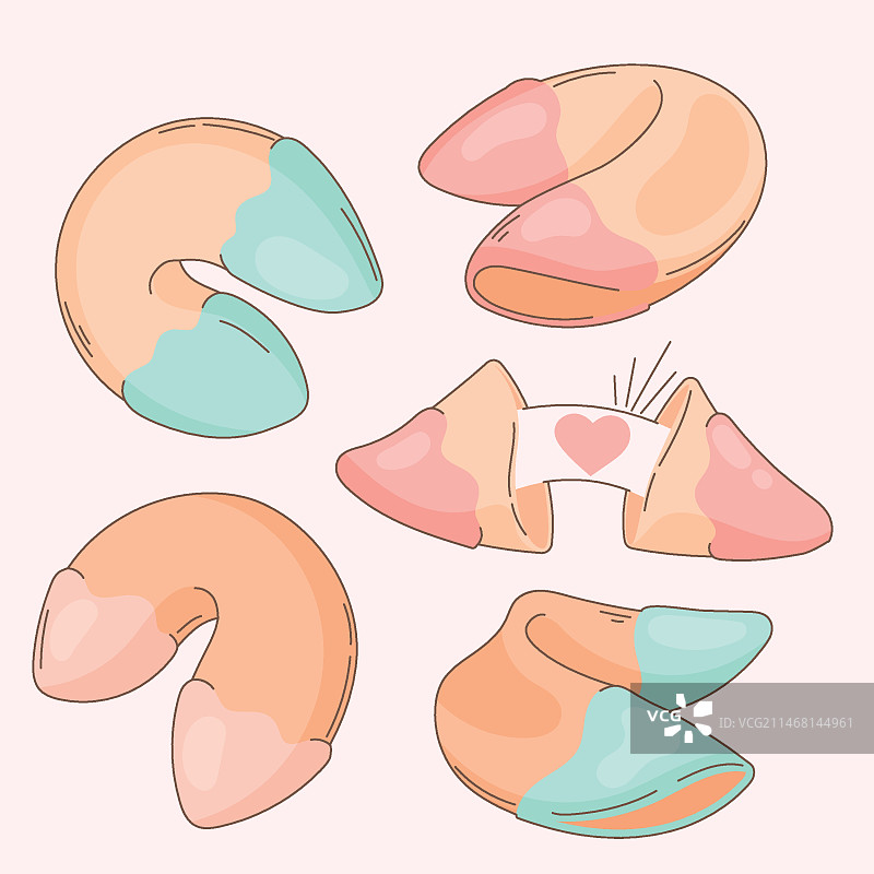 手绘幸运饼干收藏图片素材