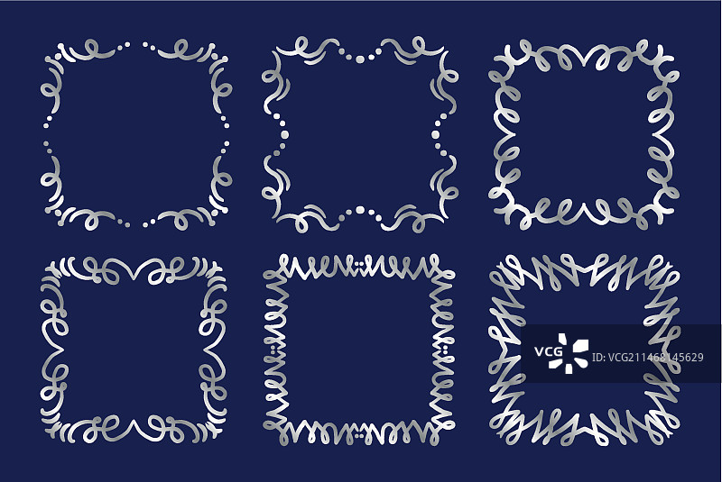 手绘银色边框图片素材