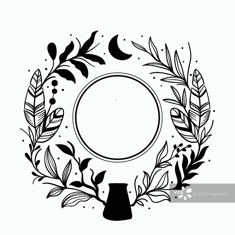 手绘扁平风波西米亚风边框图片素材