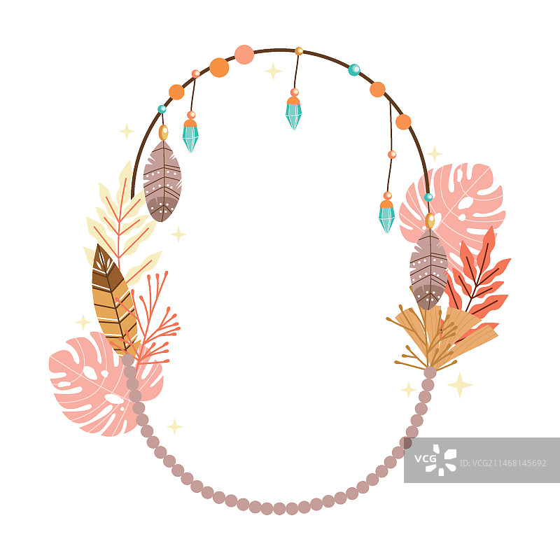 手绘扁平风波西米亚风边框图片素材