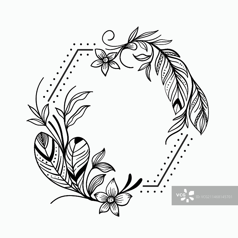 手绘扁平风波西米亚风边框图片素材