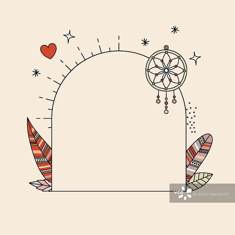 手绘波西米亚风边框图片素材