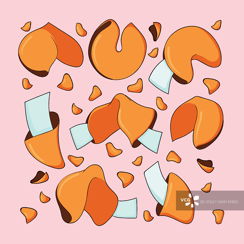 手绘幸运饼干收藏图片素材