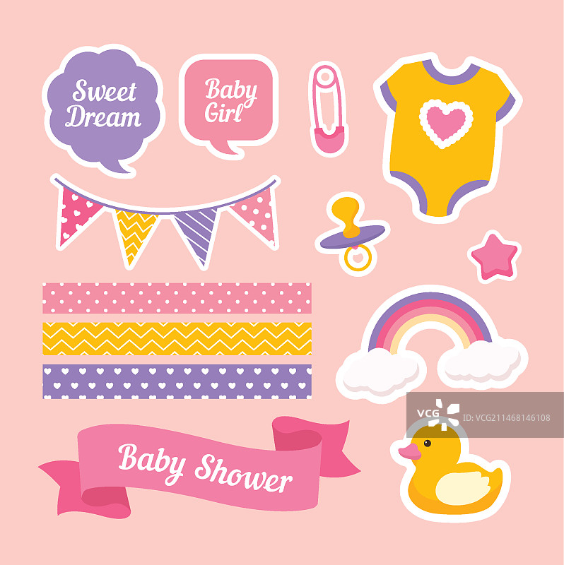 婴儿派对手工剪贴簿套装图片素材