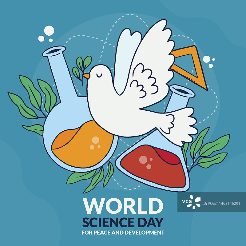 手绘世界科学日插画图片素材