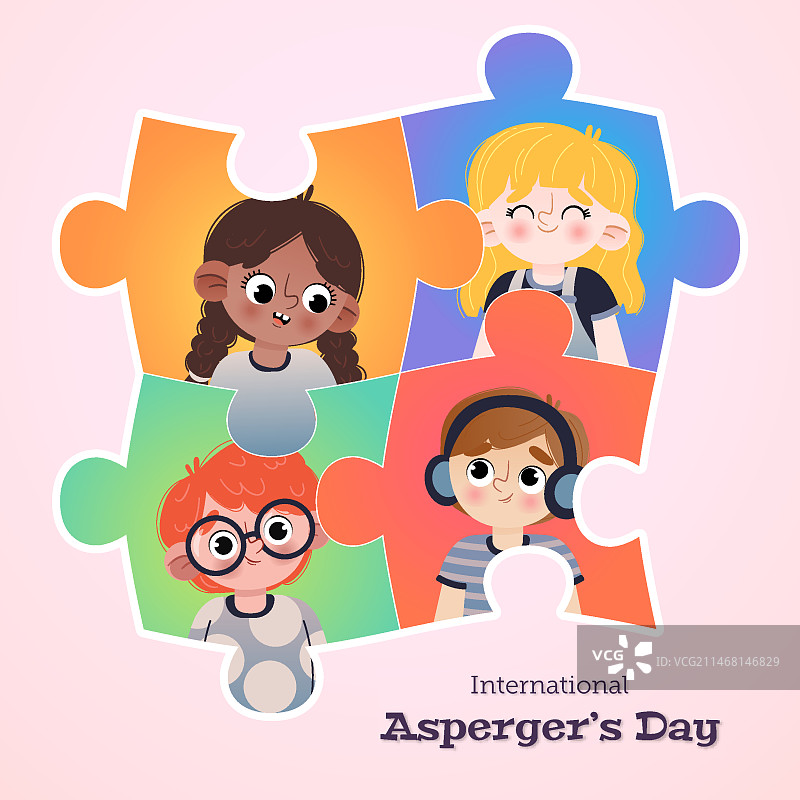 国际阿斯伯格综合征日渐变插画图片素材