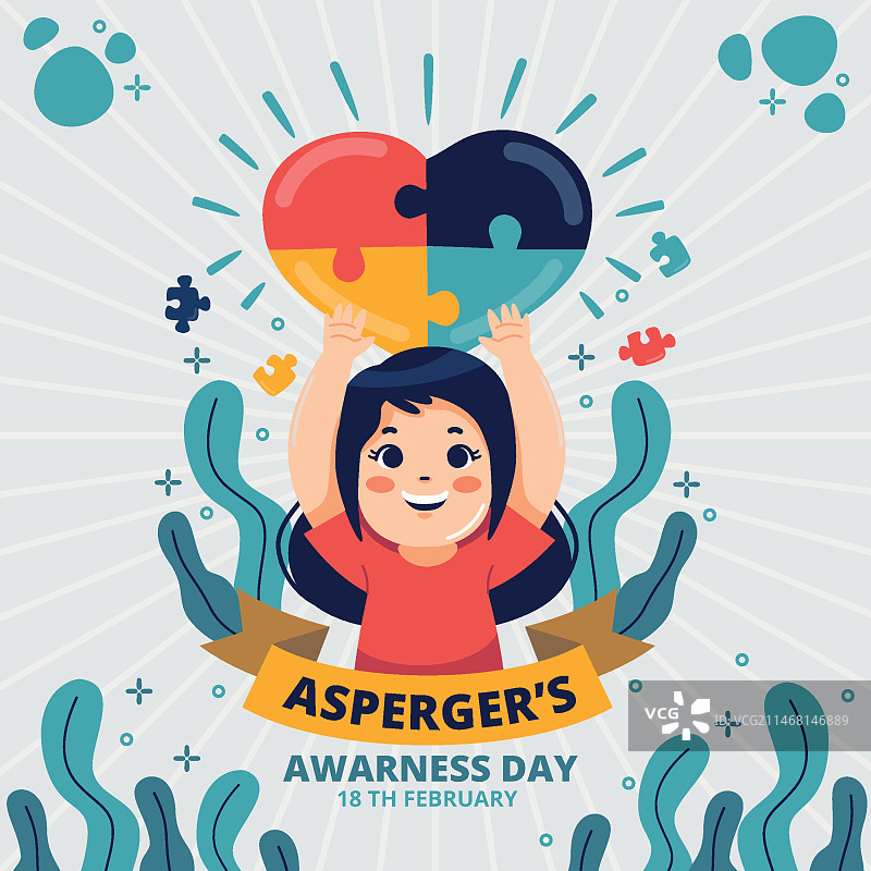 扁平风国际阿斯伯格综合征日插画图片素材