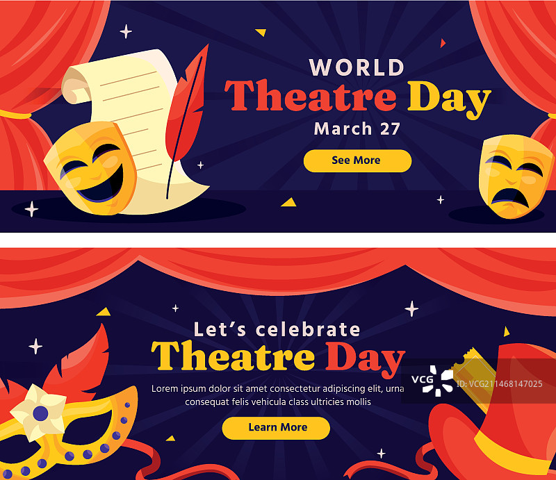 手绘剧院表演横幅图片素材