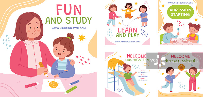 手绘幼儿园Instagram帖子图片素材