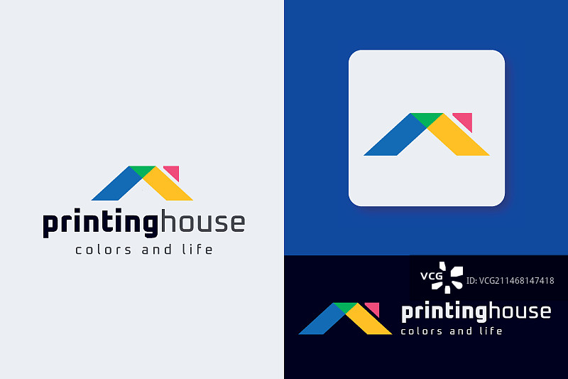 扁平风格印刷厂Logo模板图片素材