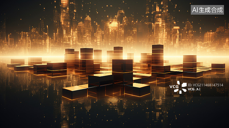 【AI数字艺术】城市风光大数据概念图片素材