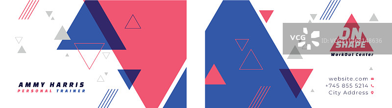 扁平风格几何健身横版名片图片素材