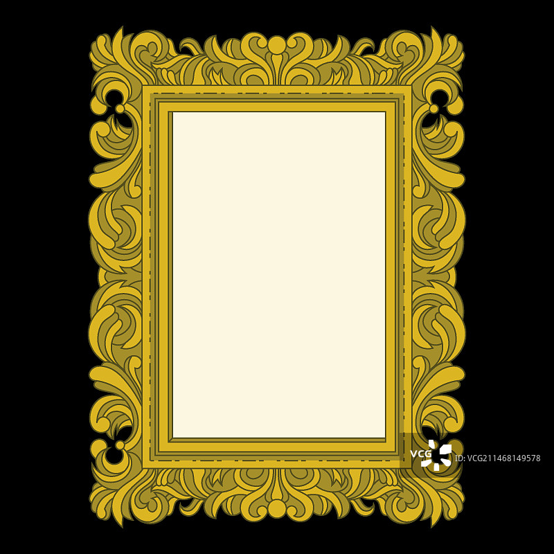手绘金色框架设计图片素材