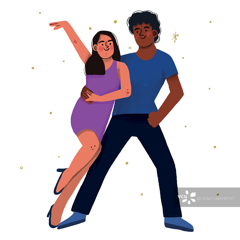 手绘扁平风格萨尔萨舞例证图片素材