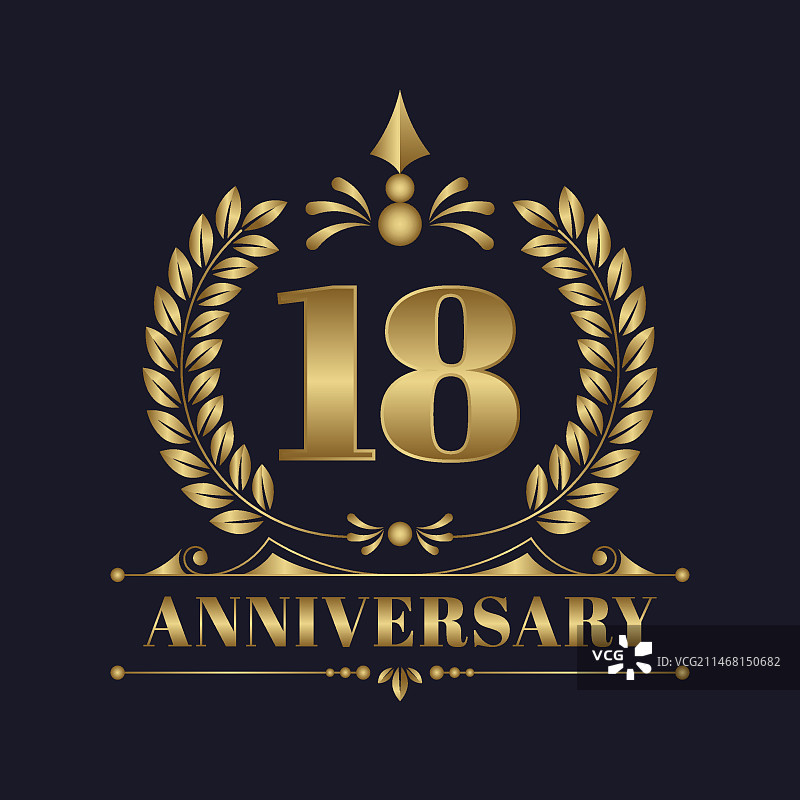 奢华18周年纪念标志图片素材