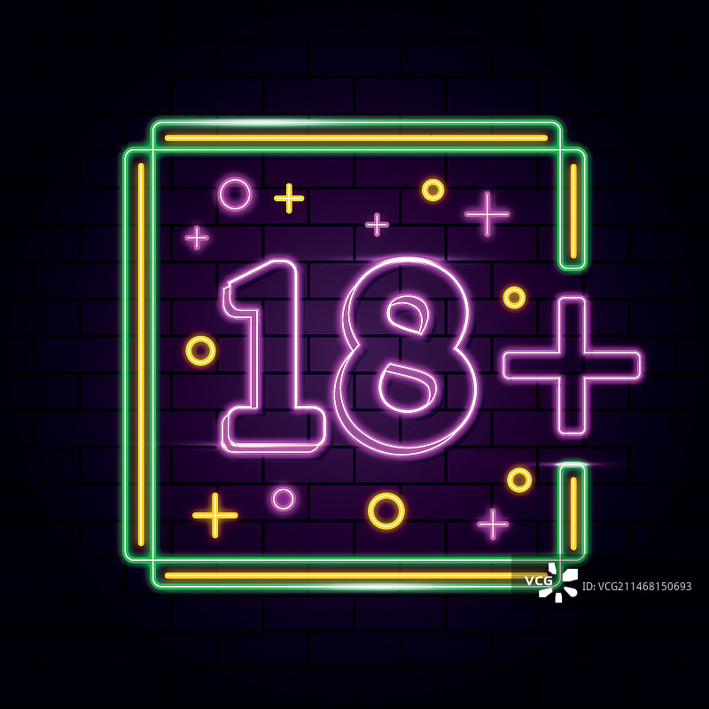 霓虹风格的18号数字图片素材