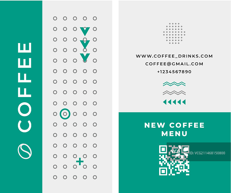 扁平风格简约咖啡店竖版名片图片素材