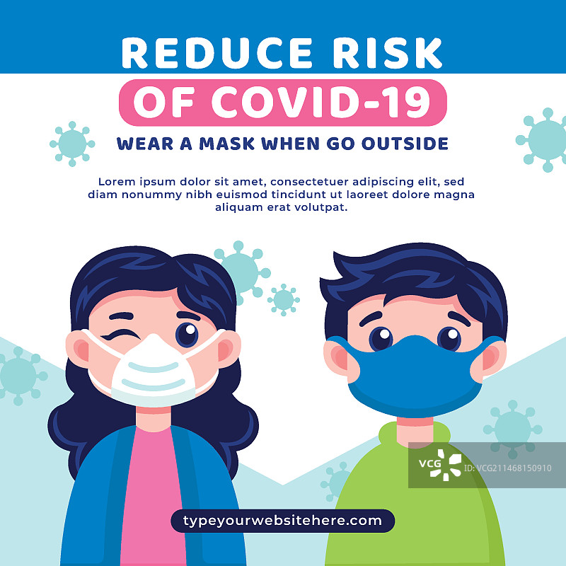 新冠疫情新常态方形宣传单图片素材