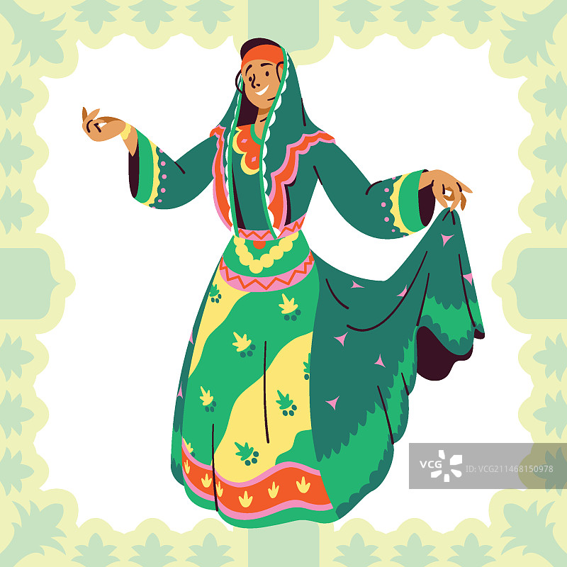 手绘伊朗女人像插画图片素材