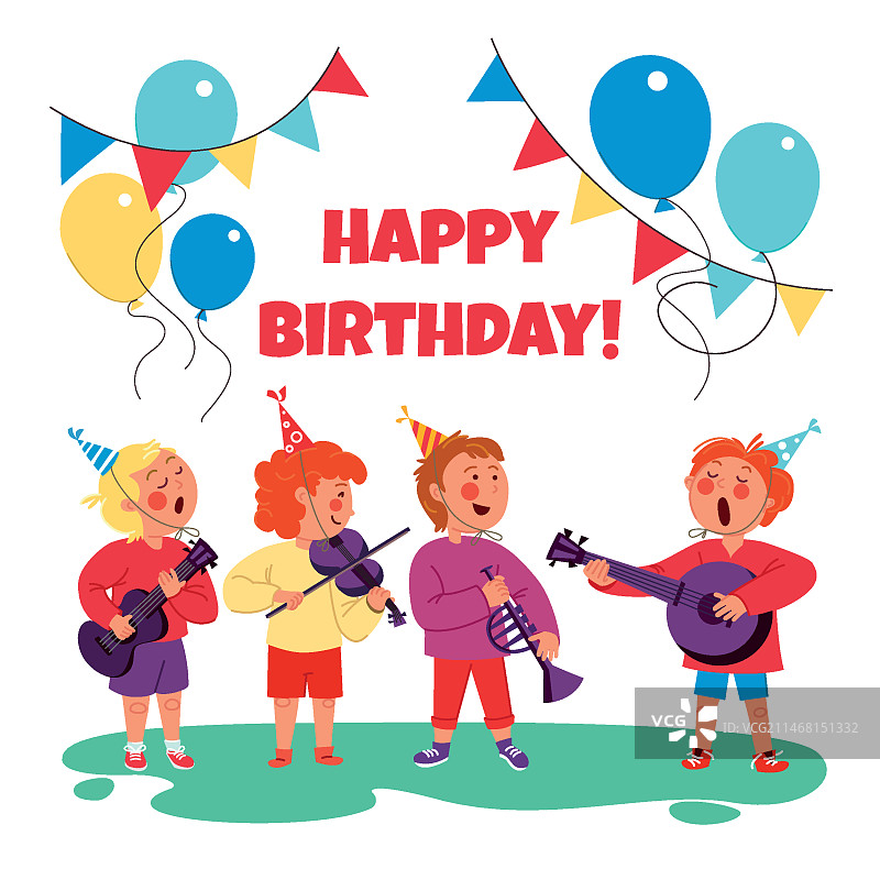 扁平风格生日快乐插画图片素材