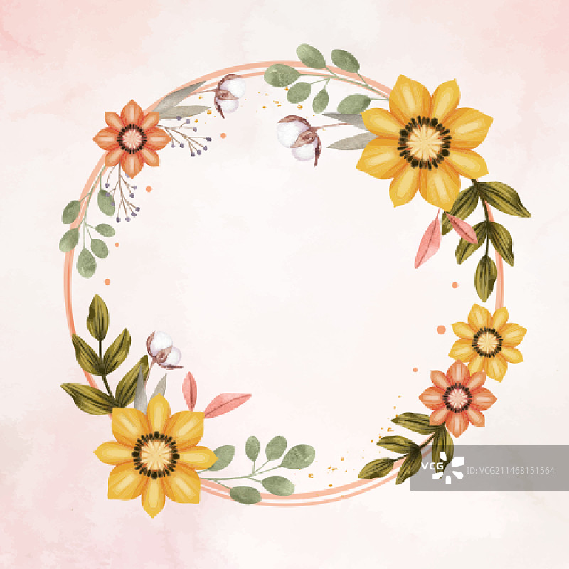 水彩波西米亚风边框设计图片素材