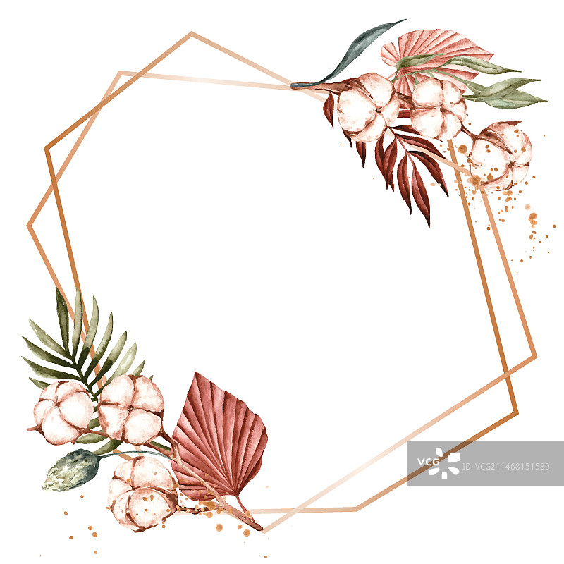 水彩波西米亚风边框设计图片素材