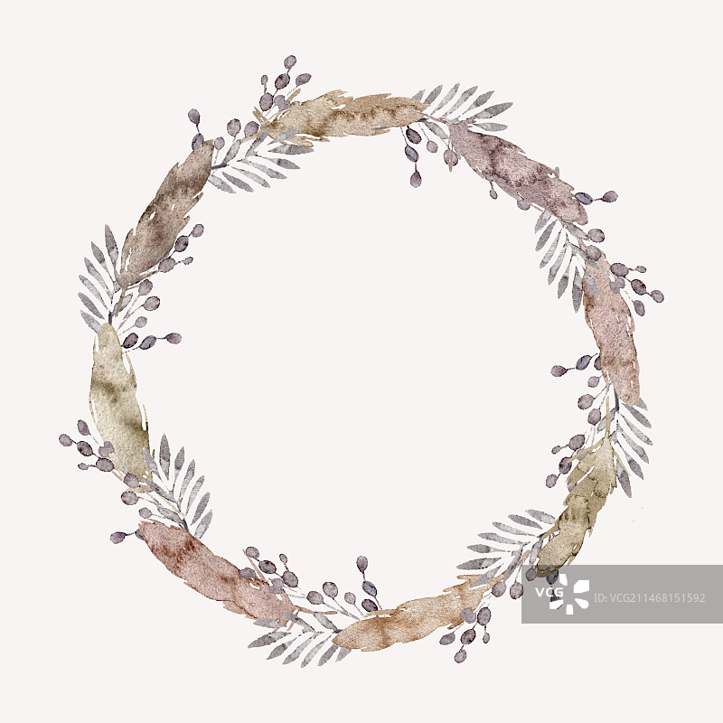 水彩波西米亚风边框设计图片素材