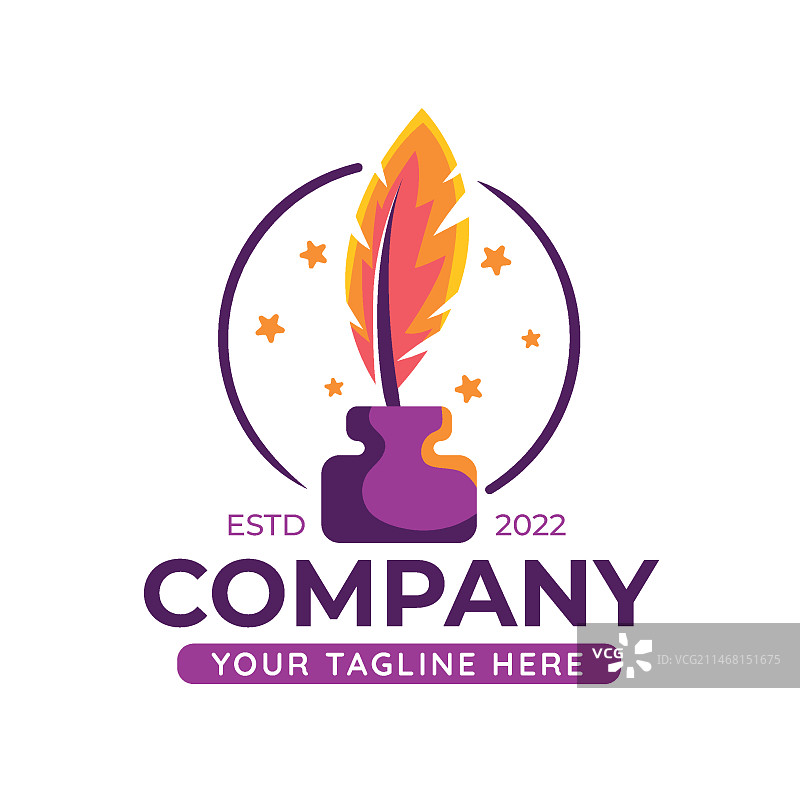 羽毛笔Logo设计模板图片素材