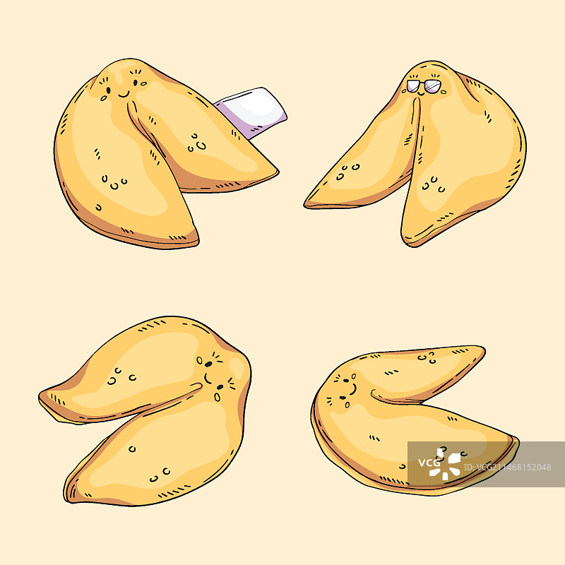 手绘幸运饼干收藏图片素材